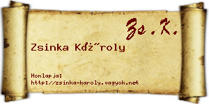 Zsinka Károly névjegykártya